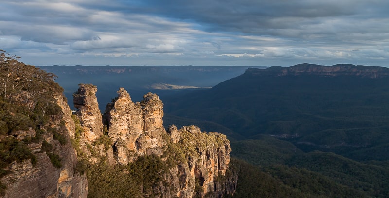 Die Three Sisters im letzten Sonnenlicht