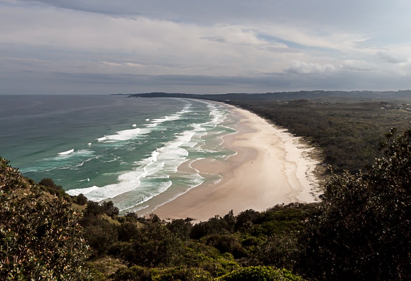 Tallows Beach im Schein der Sonne