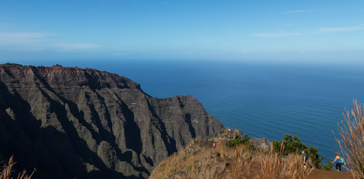 Ende des Awaawapuhi Trails mit Blick auf die Na Pali Coast