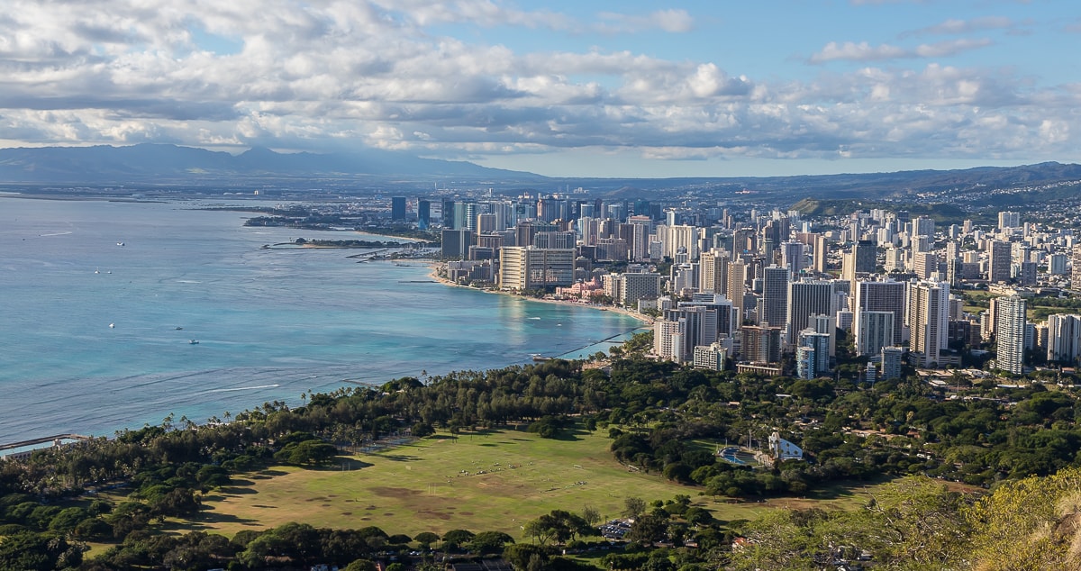 Diamond Head Summit Aussicht auf Honolulu und Waikiki