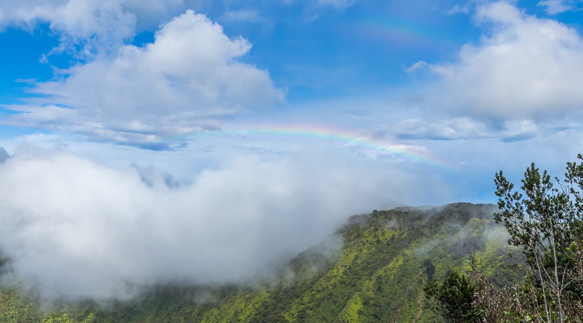 Farbenfroher Regenbogen auf dem Pihea Trail