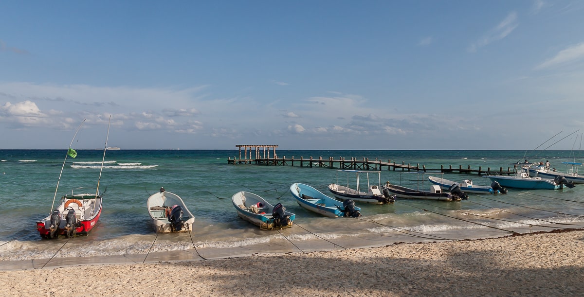 Boote am Playa del Carmen