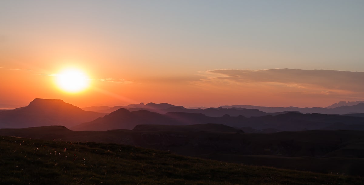 Sonnenaufgang an der Witsieshoek Mountain Lodge